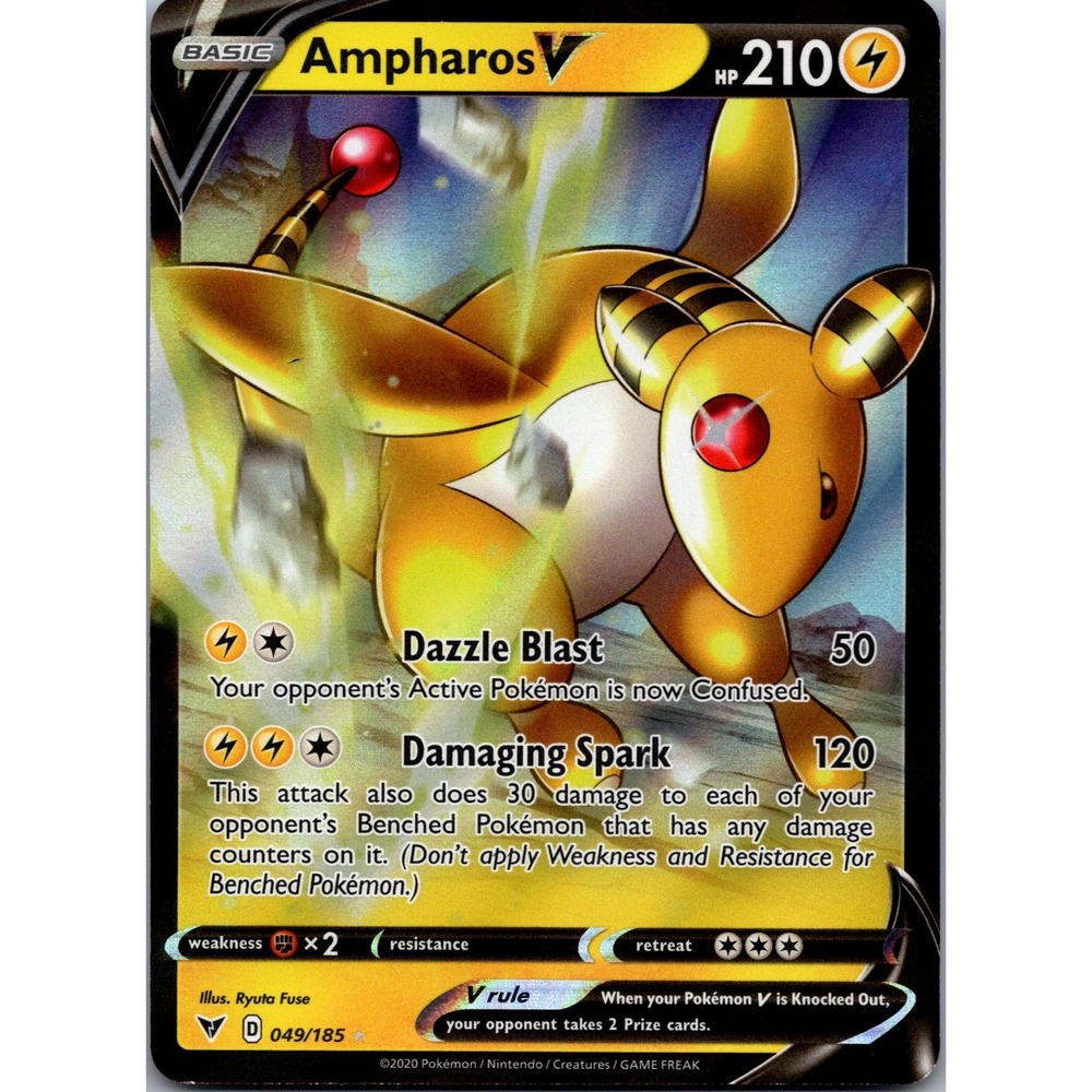 Pokemon Ampharos V Ultra Rare Vivid Voltage 049/185 Holo Lightning Card LP